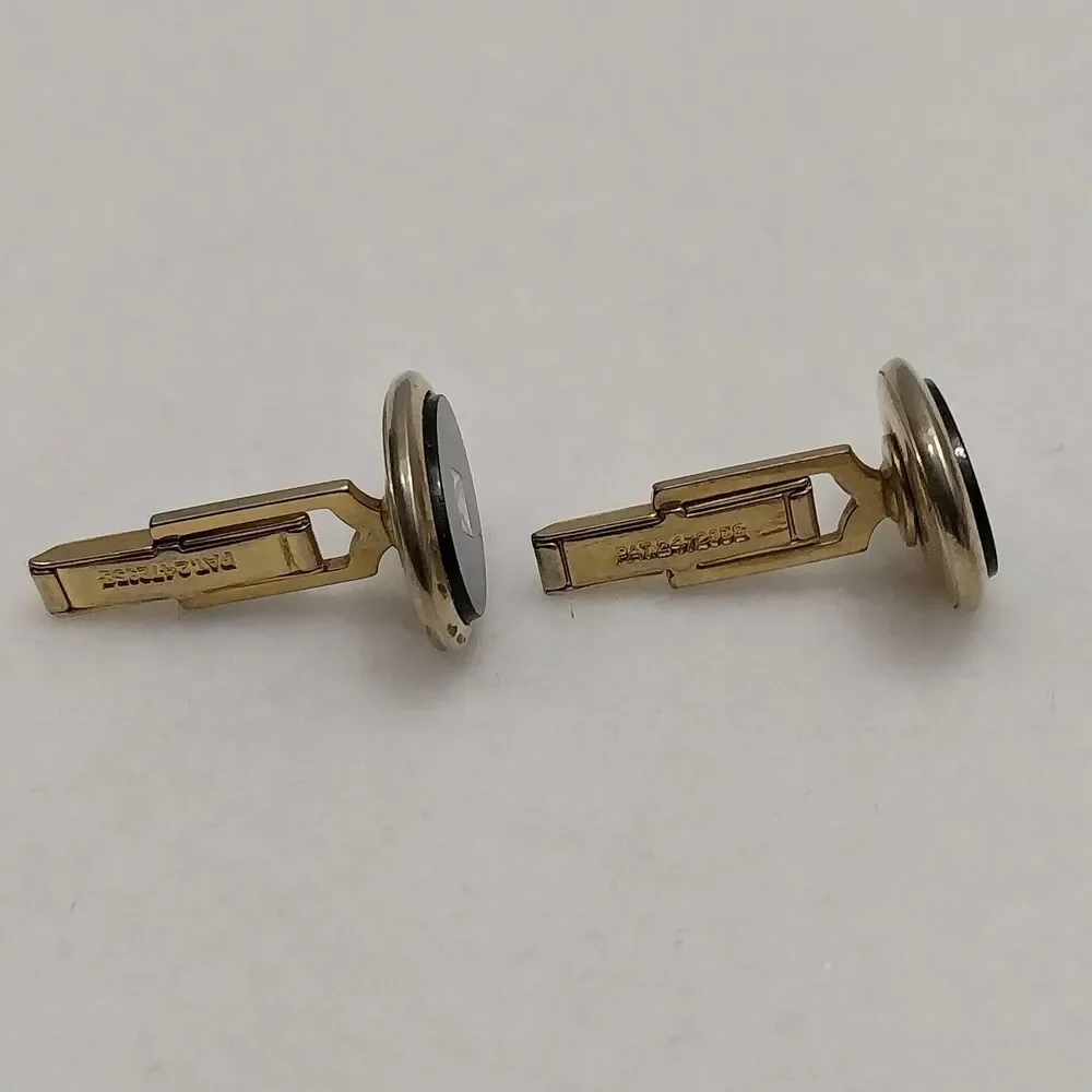 Vintage Black Onyx Cufflinks Jewelry Gold Tone #J222